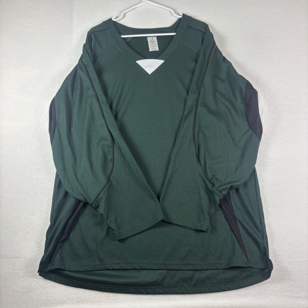 Kamazu Mens XXL Forest Green Athletic Jersey Long Sleeve Mesh V-Neck‎ Shirt